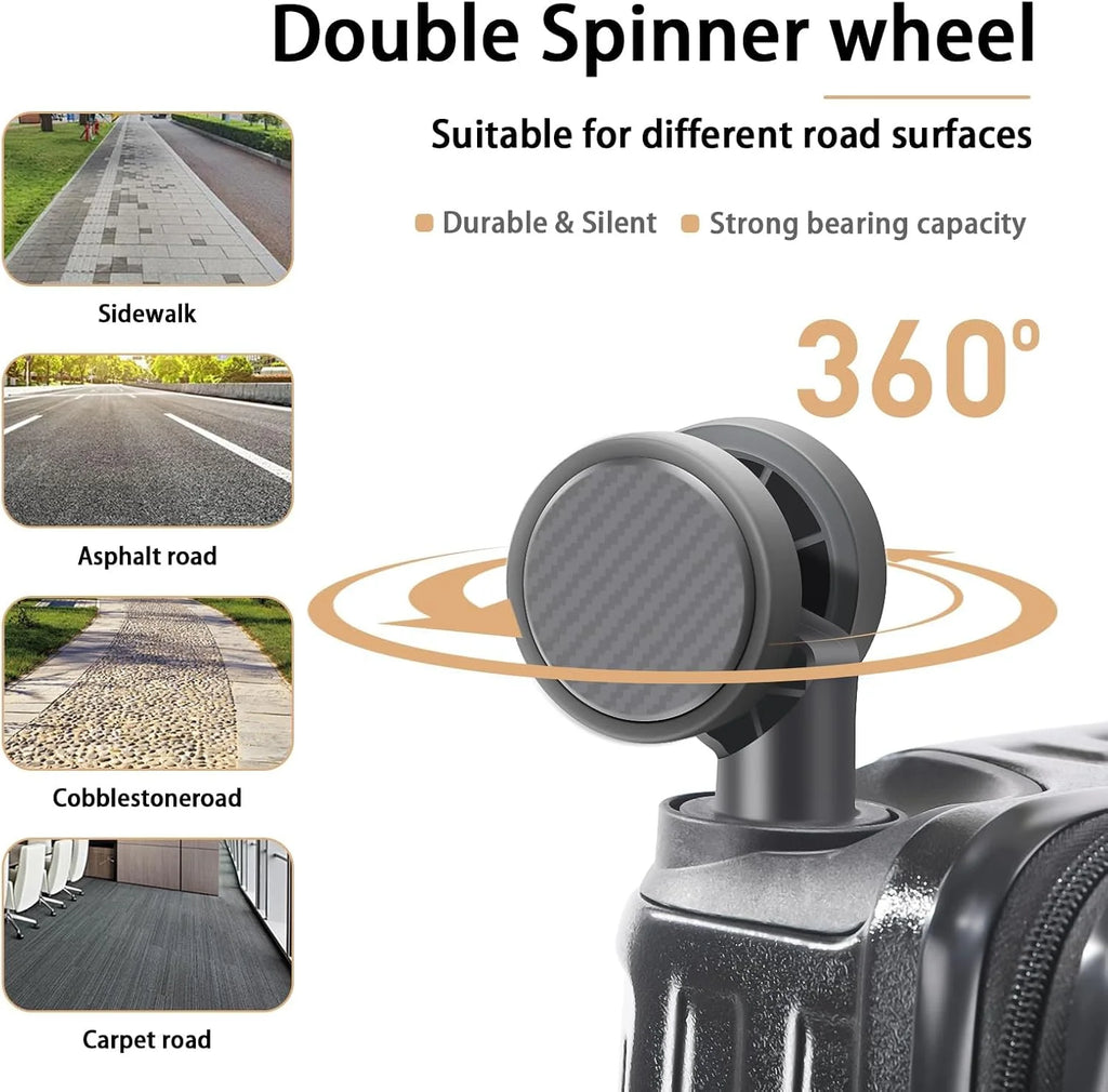 20 Inch Carry On Luggage With Cup Holder & USB Port, Airline Approved TSA-locked Luggage, Lightweight PC Material Travel Suitcase With 360�� Spinner Wheel