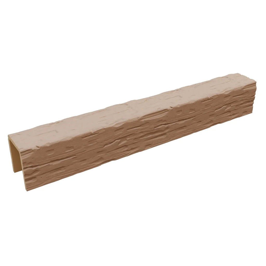 Ekena Millwork 3 1/2"W x 3 1/2"H x 120"L 3-Sided (U-Beam) Salvaged Timber HeritageTimber Faux Wood Ceiling Beam, Kona Brown