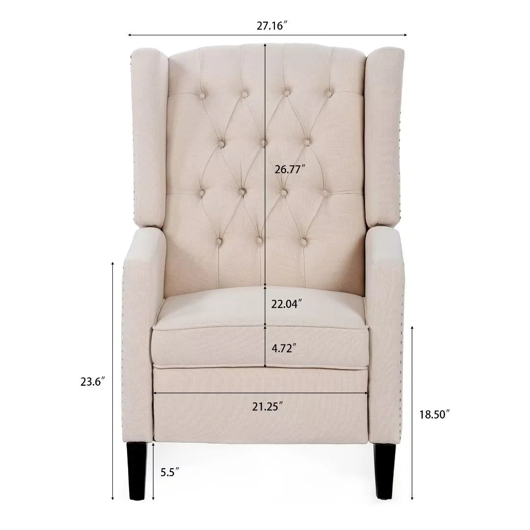 Recliner Chair, Living Room Chairs with Arms, Adjustable Single Reclining Sofa, Home Theater Seating Arm Chair with Thick Padded Seat, Footrest, Lounge Chair for Bedroom, Blue