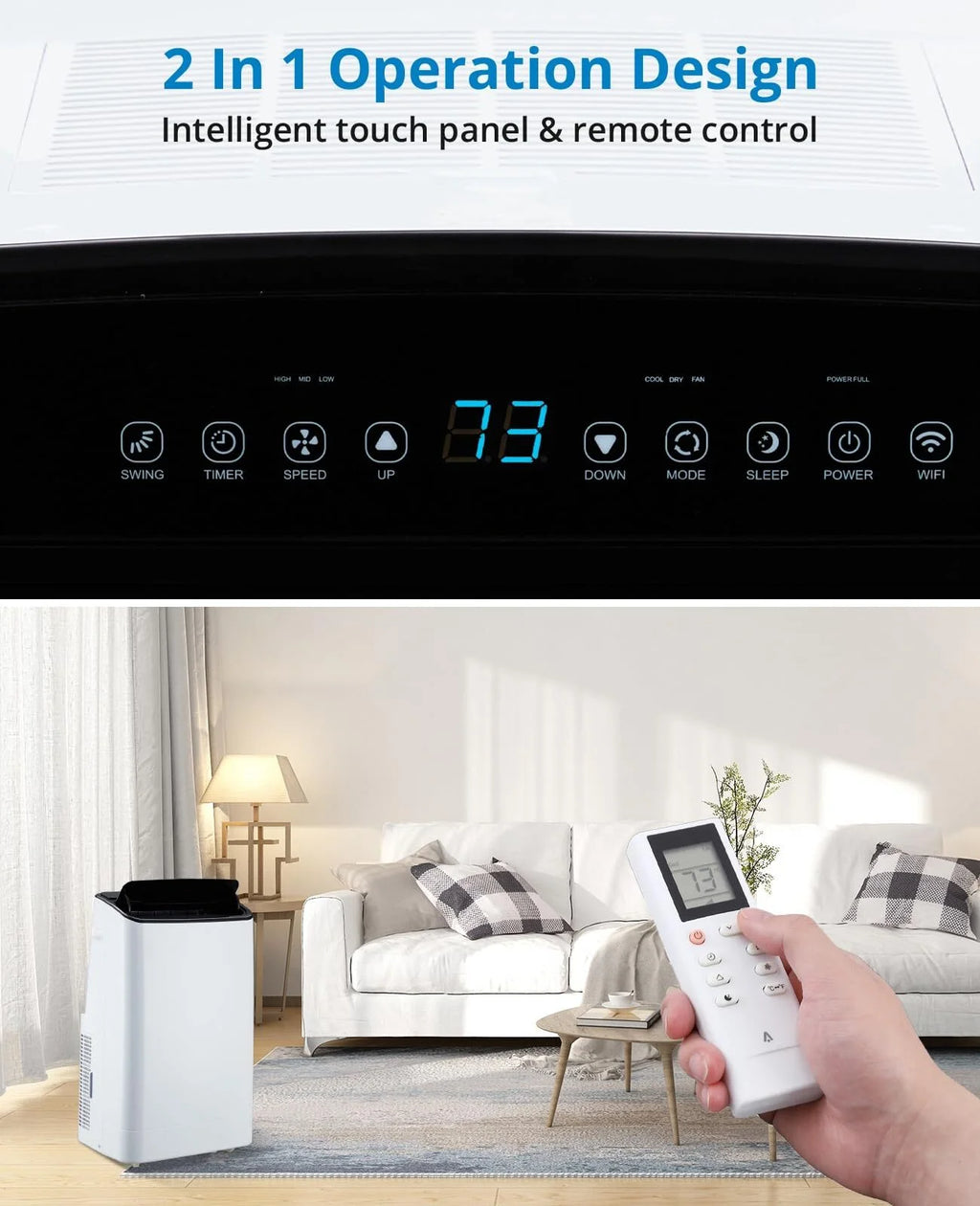 14000 BTU Portable Air Conditioner with Heat, 3-in-1 AC Unit for Rooms up to 750 Sq.Ft, Quiet Operation, Dehumidifier & Fan, Window Kit Included