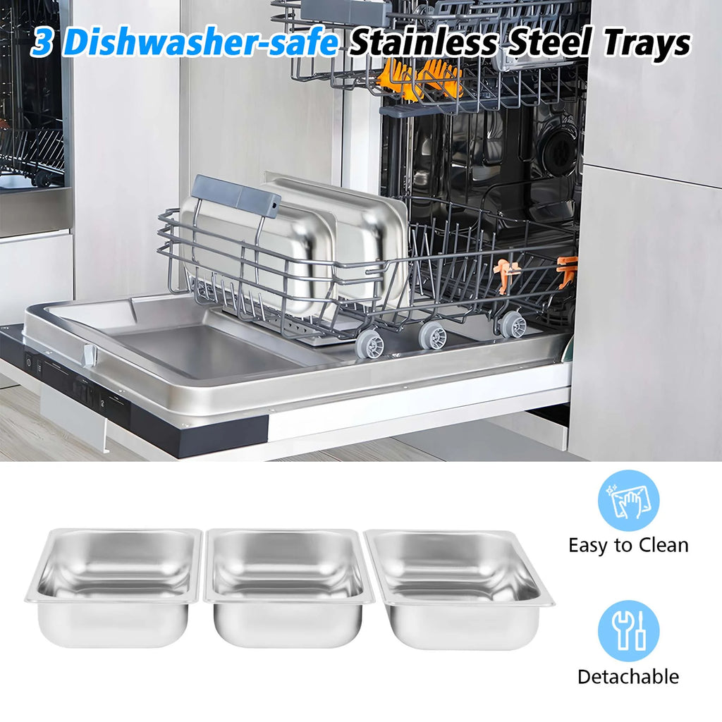 Costway Food Warmer Buffet Server 450W Stainless Steel Electric Warming Tray for Parties