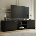 Madesa TV Stand Large Media Console with Cable Management for 65, 75 Inch Media Storage Gaming Living Room Entertainment Center Modern Wooden Television Cabinet - Black