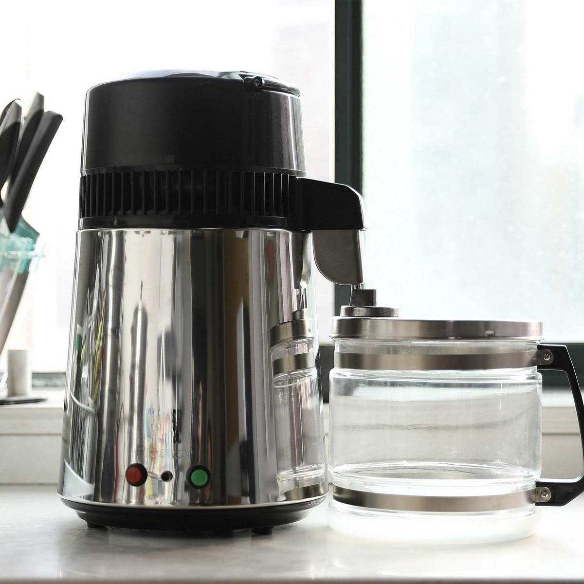 1 Gallon/ 4L Home Stainless Steel Water Distiller w/ Glass Bottle