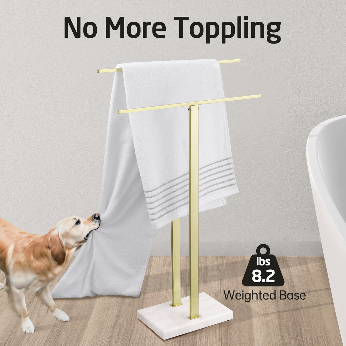 KES Freestanding Towel Rack for Bathroom 2-Tier, Floor Towel Stand with Heavy Marble Base, 18/8 Stainless Steel Brushed, WMBTR003BS