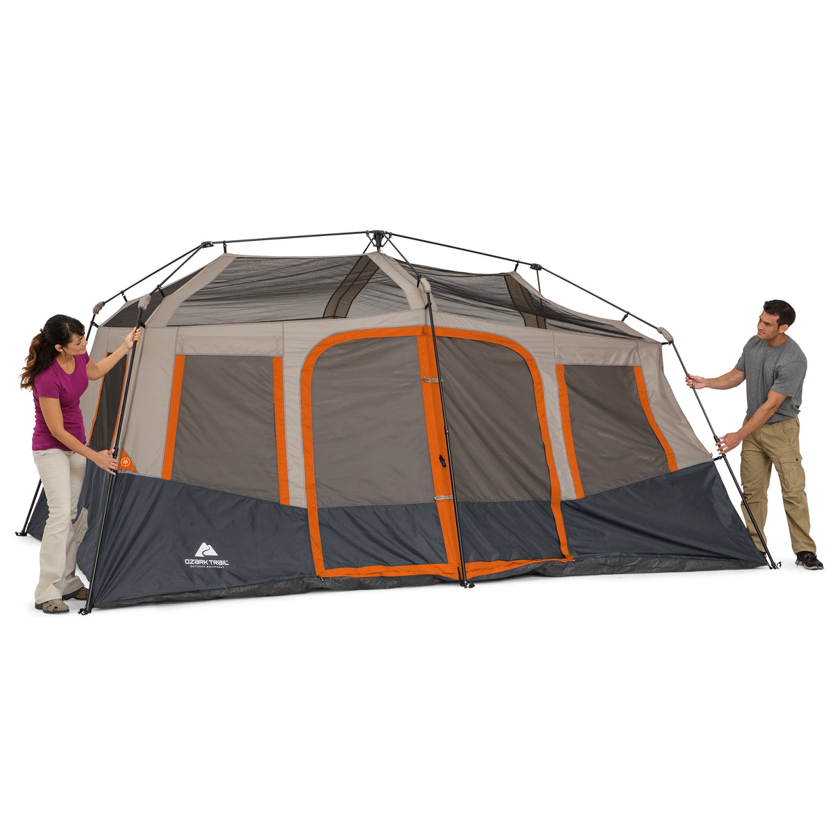Ozark Trail 10-Person Instant Cabin Tent – 2-Room Family Camping Tent with Rainfly