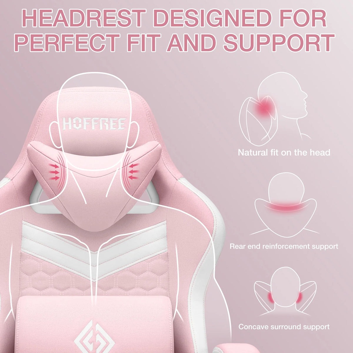 Hoffree Gaming Chair with Massage Fabric Office Chair with footrest for Adults, Ergonomic Gamer Chair with Headrest and Lumbar Support for Office Gaming, 440 LBS
