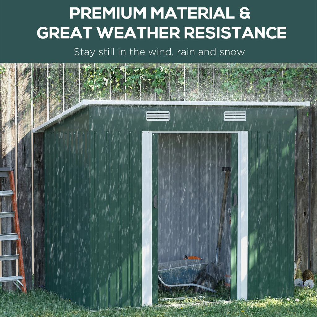 Outsunny 4.6' x 9' Metal Outdoor Storage Shed, Garden Utility Tool House with Double Lockable Doors for Backyard, Patio, Lawn, Garage, White