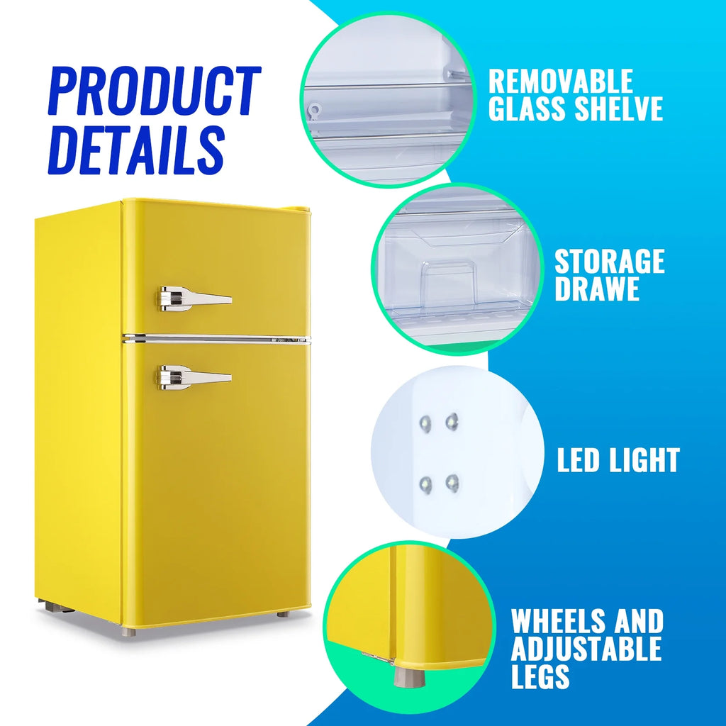 Tacool 3.5 Cu.ft Retro Mini Fridge with Freezer, 2 Door Small Refrigerator with 7 Adjustable Thermostat for Home, Blue
