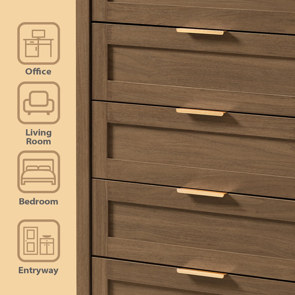 ARKANTOS Wooden 6 Drawer Double Dressers, Wide Chests of Drawers for Bedroom, Natural Oak