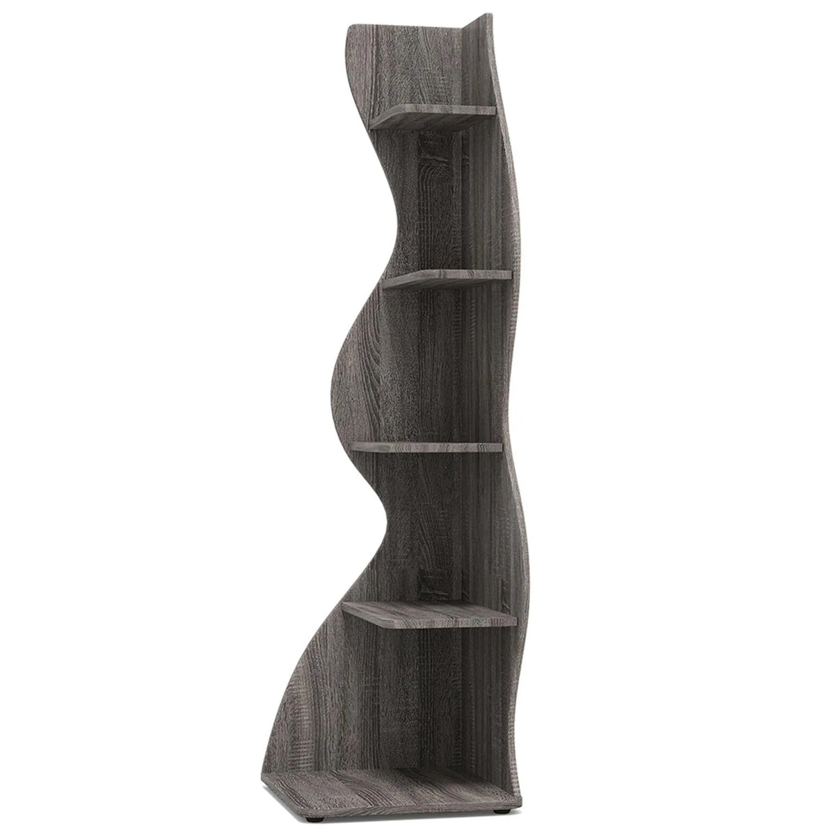Finihen 5-Tier Corner Bookcase, Wood Bookshelf Storage Organizer, 70" Tall Display Standing Shelf Unit for Bedroom, Living Room, Green