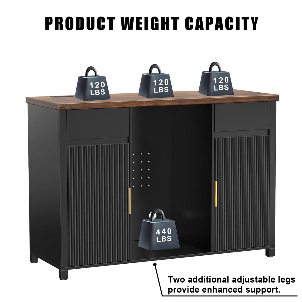 Coffee Bar Cabinet with Fridge Space, Mini Fridge Cabinet��Buffet Sideboard��53.2"L