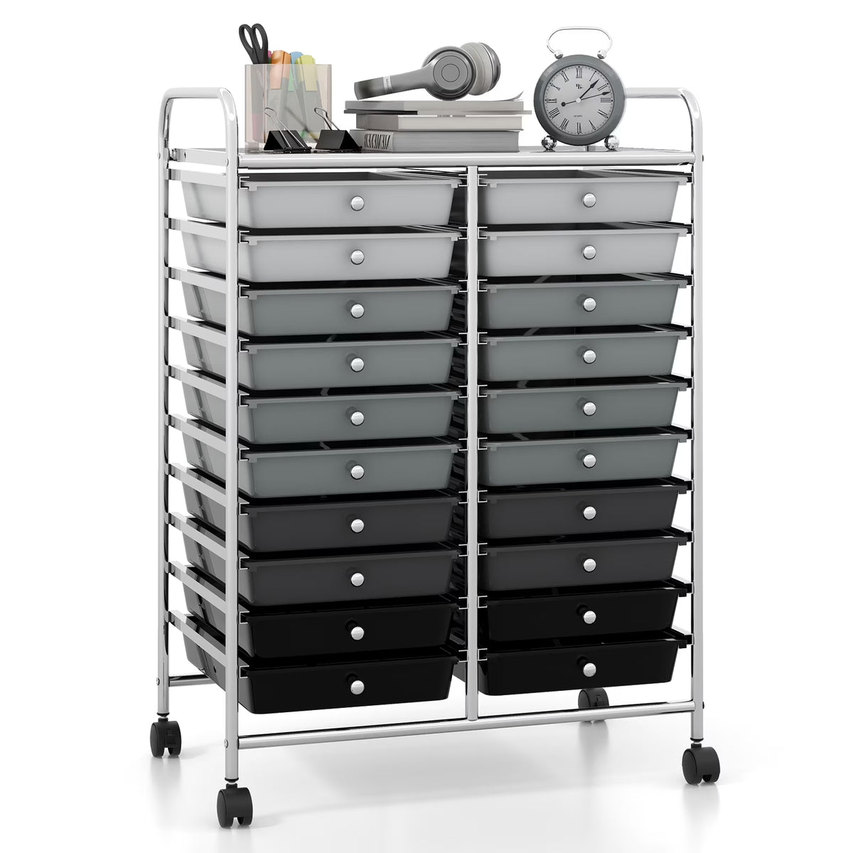 Gymax Office Rolling Cart 20 Storage Drawers Scrapbook Paper Studio Organizer Mutlicolor