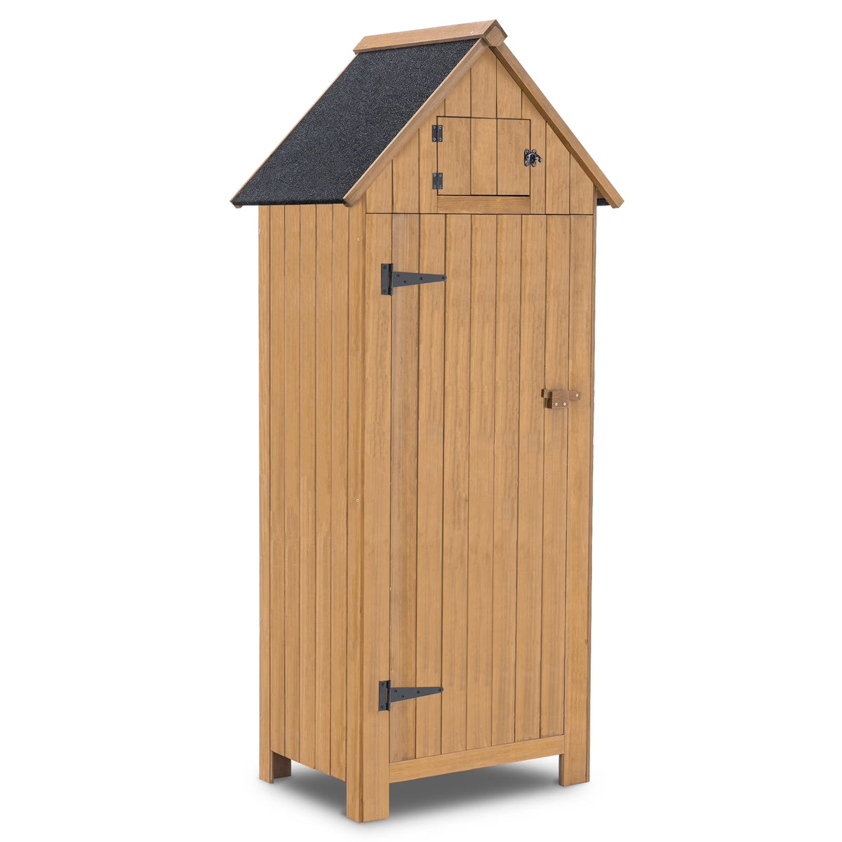 Mcombo Outdoor Storage Cabinet, Wood Garden Tool Shed (70" Tall) 0770EY