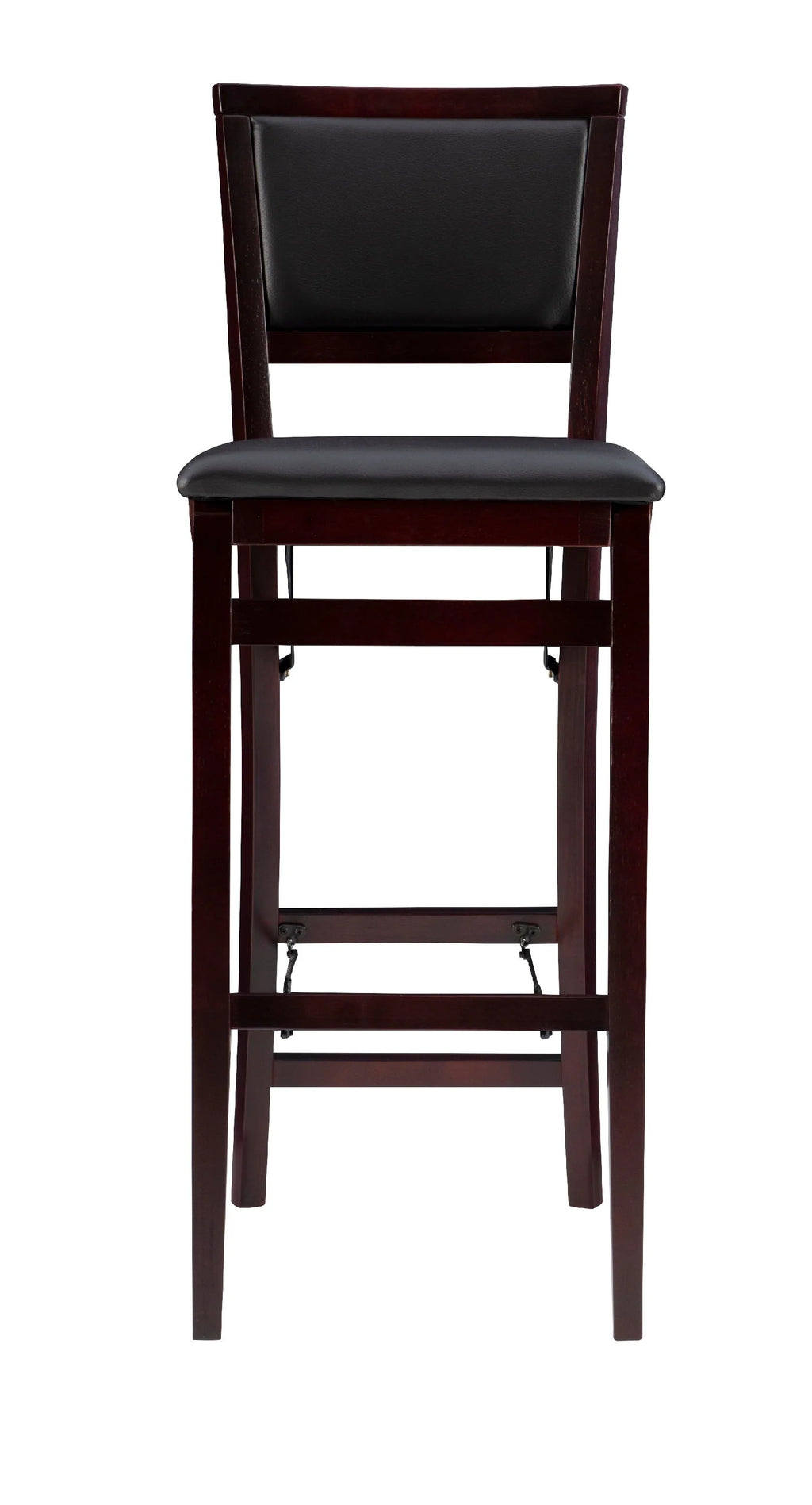 Linon Kristle Folding Padded Bar Stool, 30" Seat Height, Espresso Finish with Dark Brown PVC Fabric
