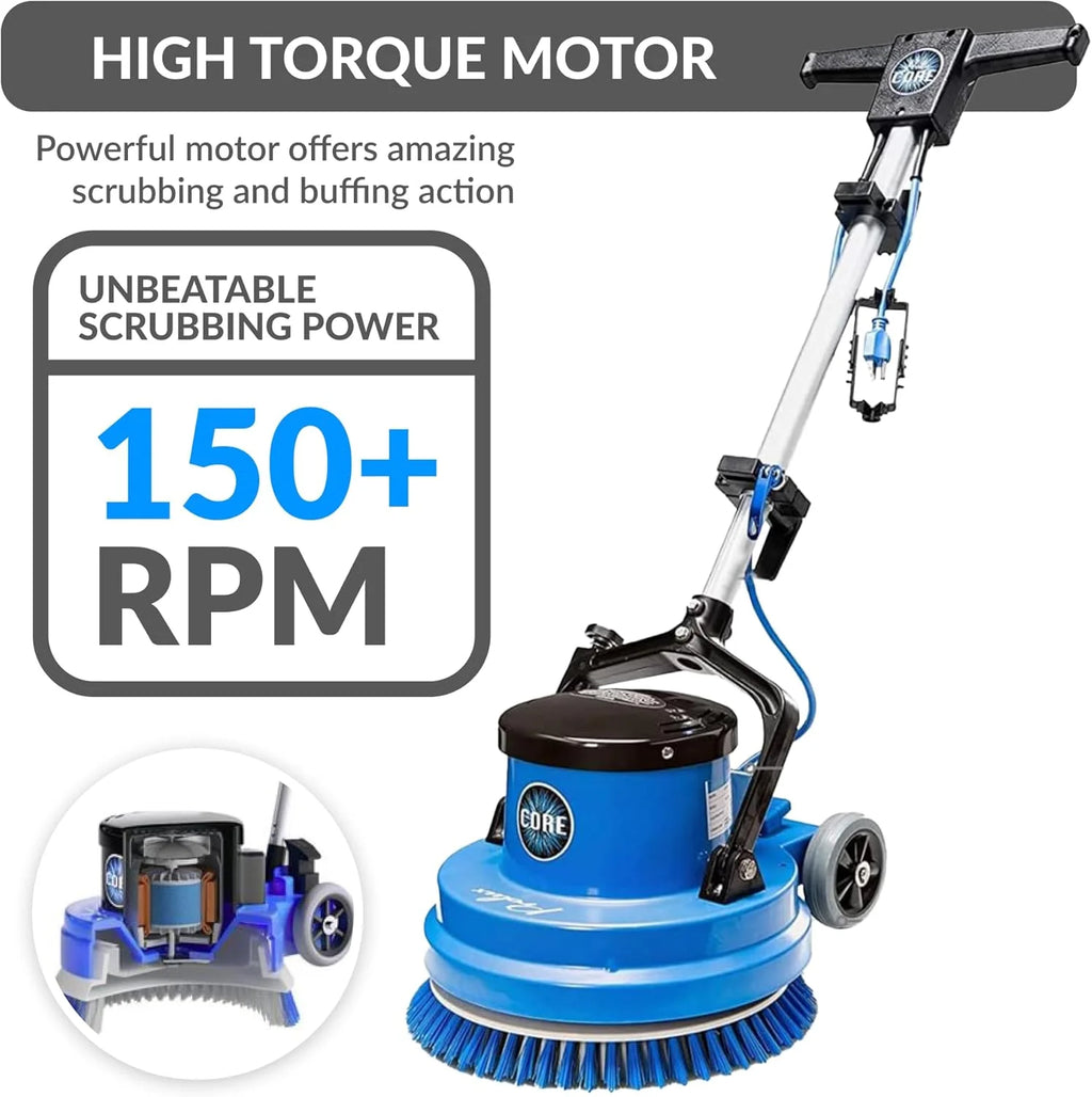 Prolux Core 15 in. Loaded Commercial Light Hand-Driven Floor Buffer Scrubber