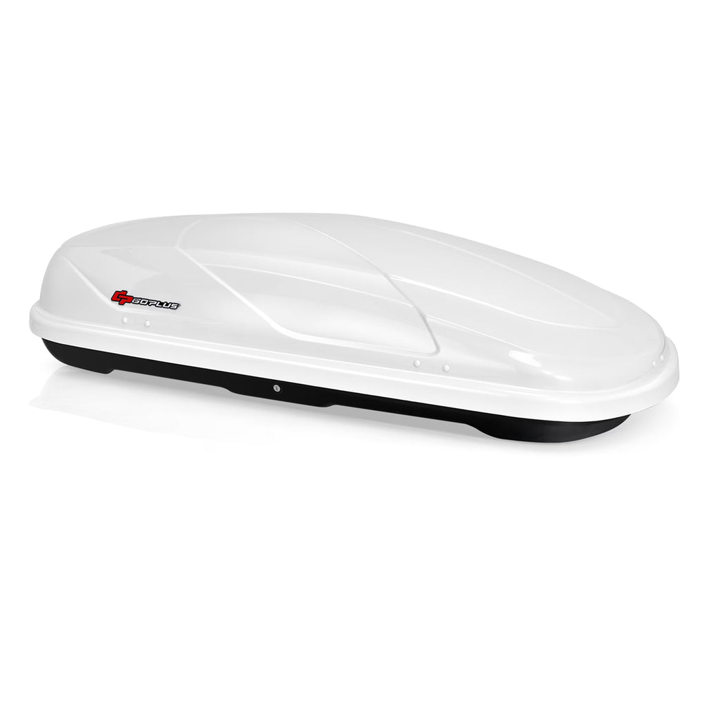 Goplus 14 Cubic Feet Cargo Box Dual-Sided Opening Rooftop Carrier Heavy Duty White
