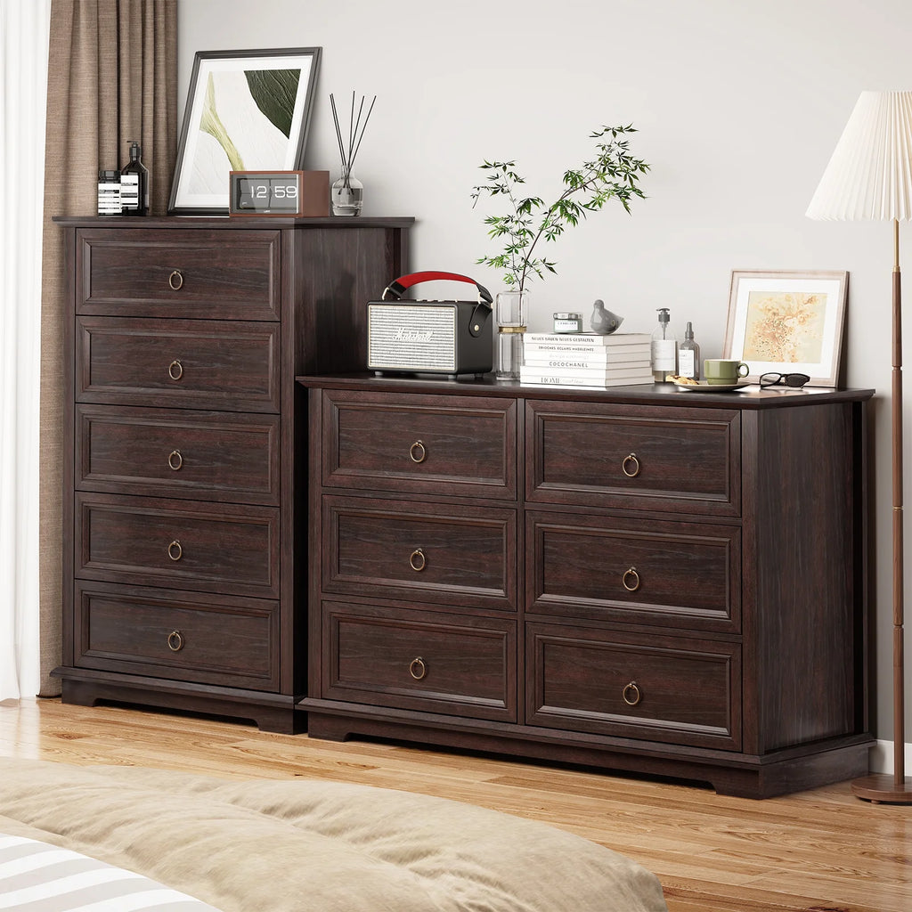FAGAGA 6 Drawers Dresser for Living Room,Storage Cabinet Wooden Dressers Organizer for Bedroom,White