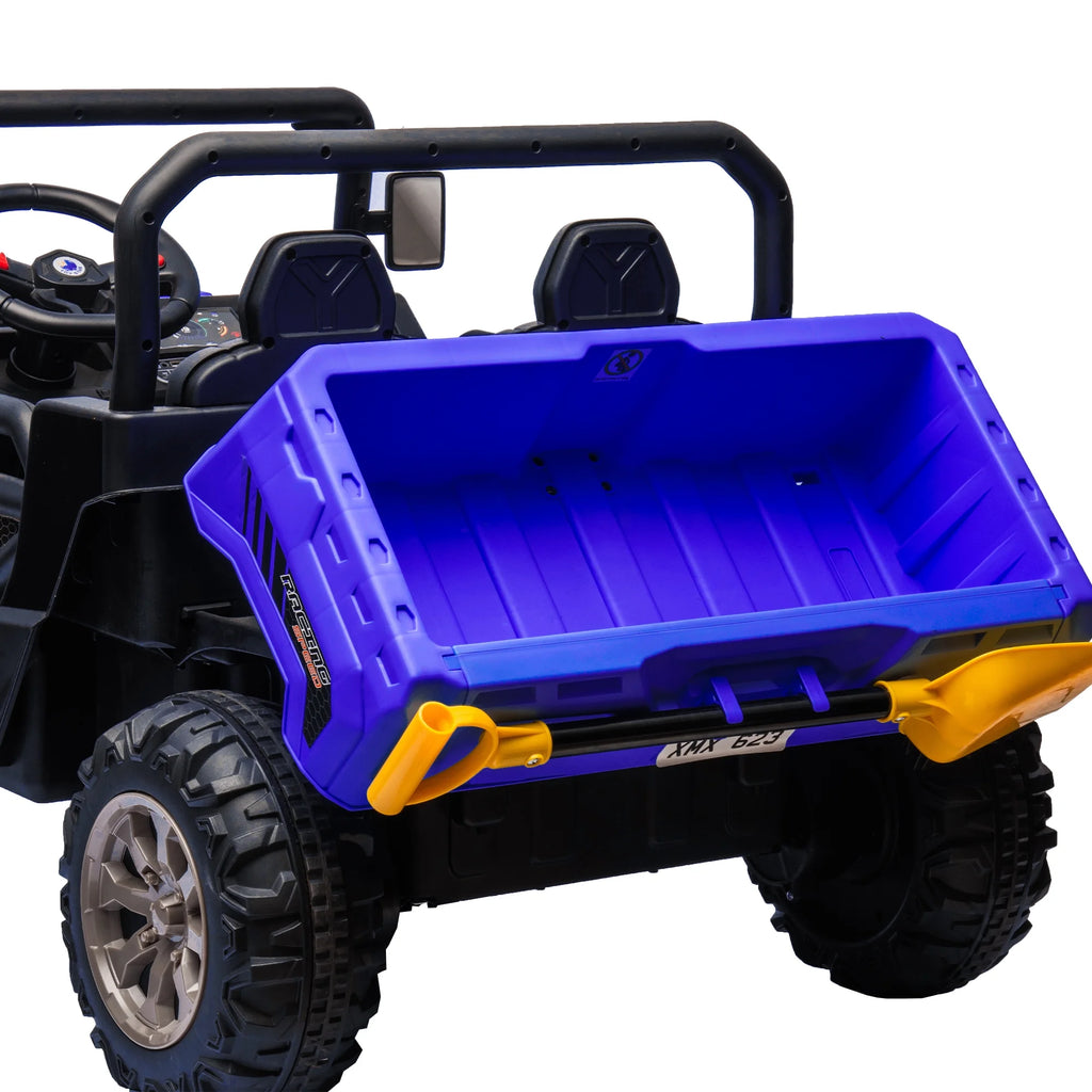 Xuanlur 24V 2 Seater Kids Ride on Car Truck, Ride on UTV W/ 2x200W Motor, 24 Volt Ride on Toys W/ Dump Bed/Shovel, Electric Car for Kids W/ Durable Tires, LED Light, Music, Remote Control, Black