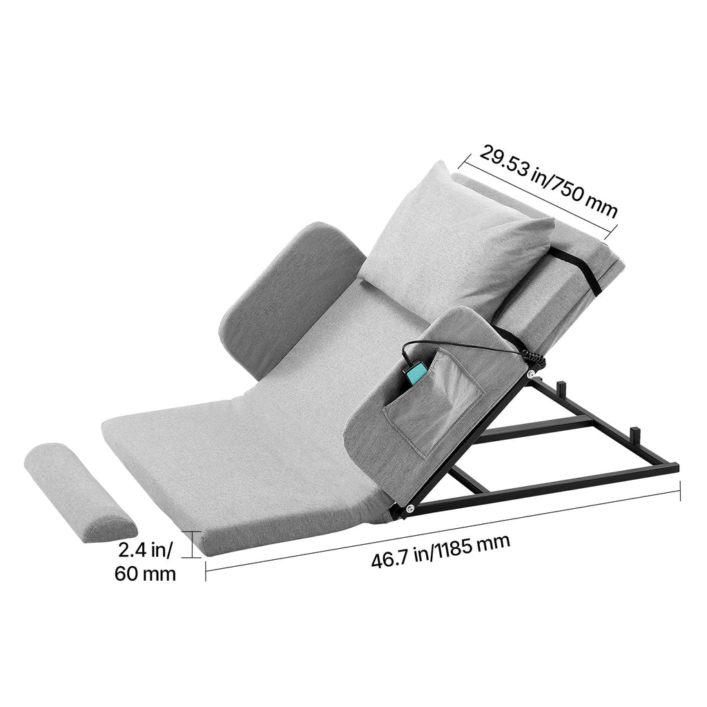 KFFKFF Electric Adjustable Bed Backrest, 300 lbs Capacity, 4-68�� Incline, with Armrest & Storage Pocket, Machine Washable, Ideal for Pregnant Women, Elderly, and Patients