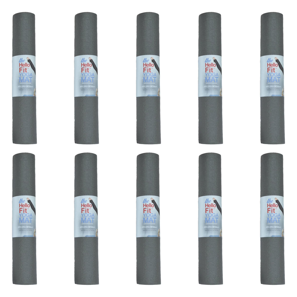 Hello Fit Bulk Yoga Mats, 10-Pack – 68" x 24", 4mm Thick, Non-Slip & Non-Toxic – Ideal for Schools, Studios & Gyms, Assorted