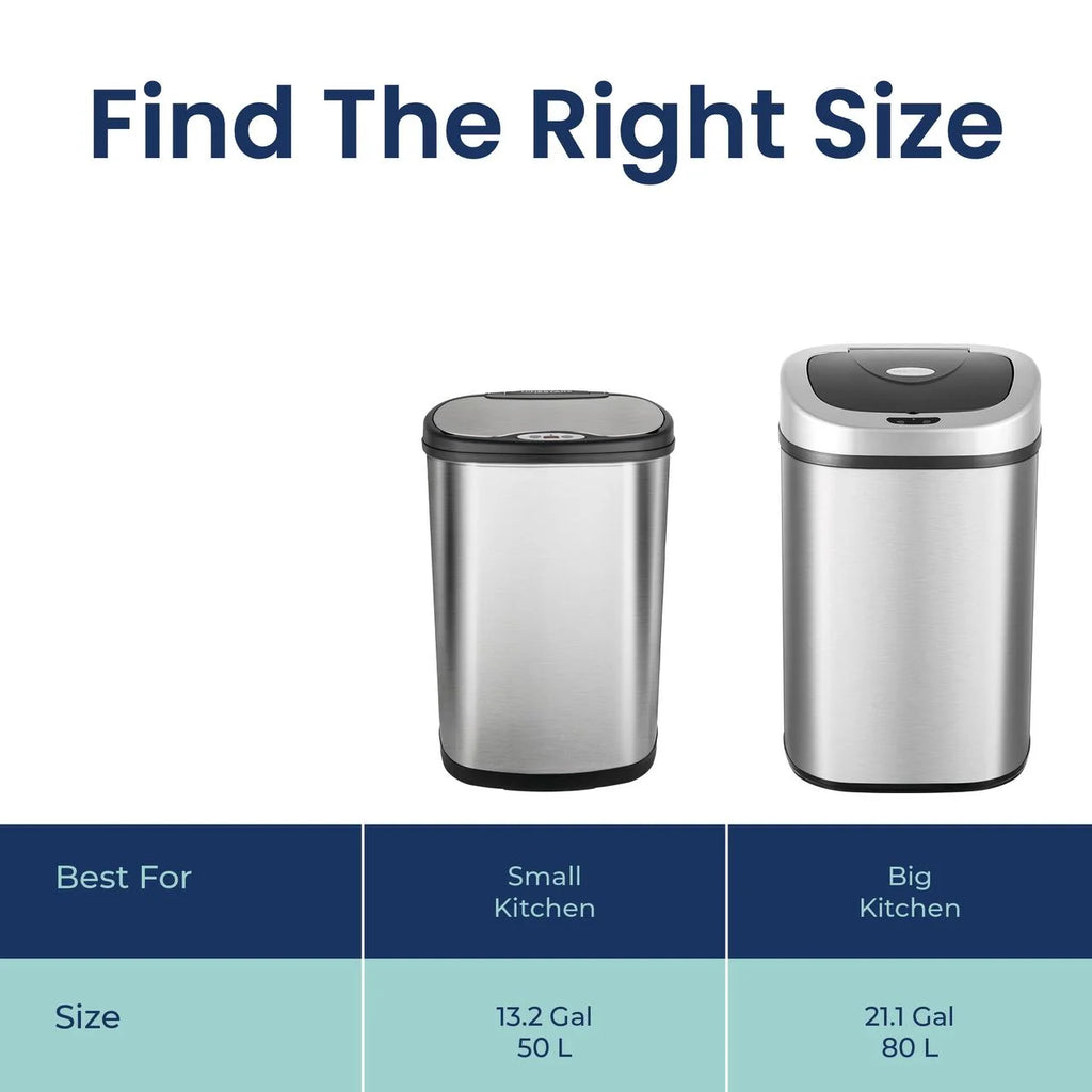 Nine Stars Automatic Trash Can, 21 Gallon Stainless Steel, Motion Sensor Hands Free Soft Close Lid Garbage Bin, Silver