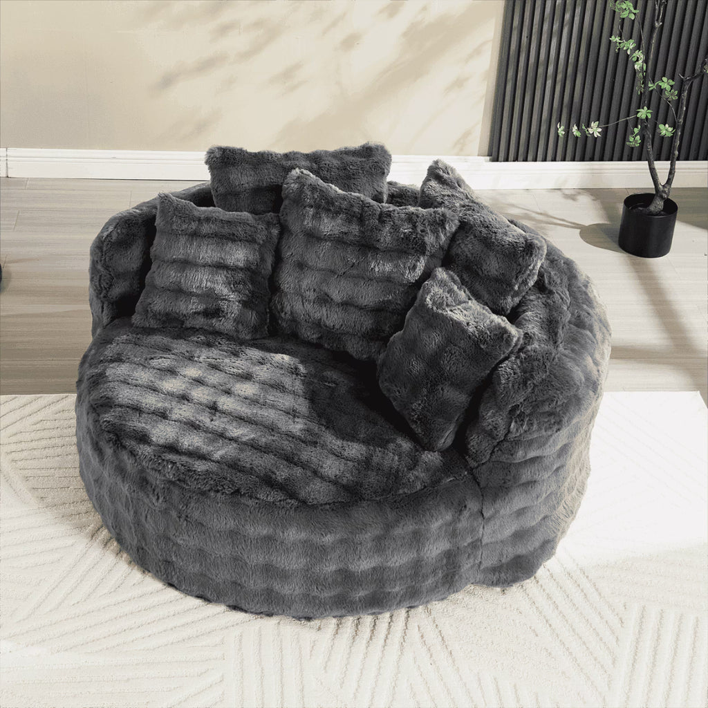 Wiilayok 58'' Oversized Chaise Lounge Chair Indoor,Thickened Backrest Sleeper Sofa Couch with Soft Pillows for Living Room, Gray