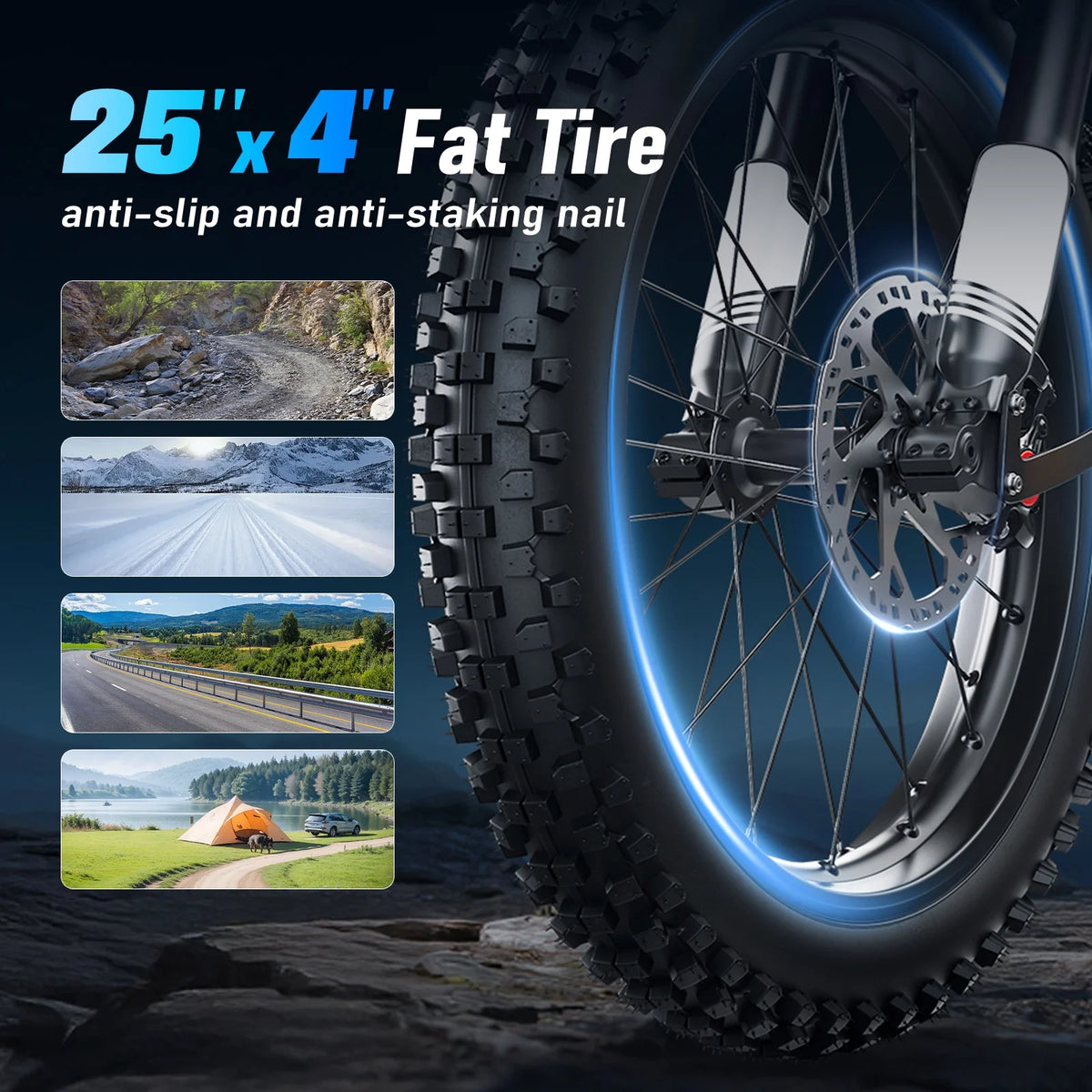 Arkveld Electric Bike for Adults, Peak-3000W, Max 40MPH and 80Miles Electric Motorcycle,25" Fat Tire Dirt Bike, APEX1 7-Speed E-Bike��White