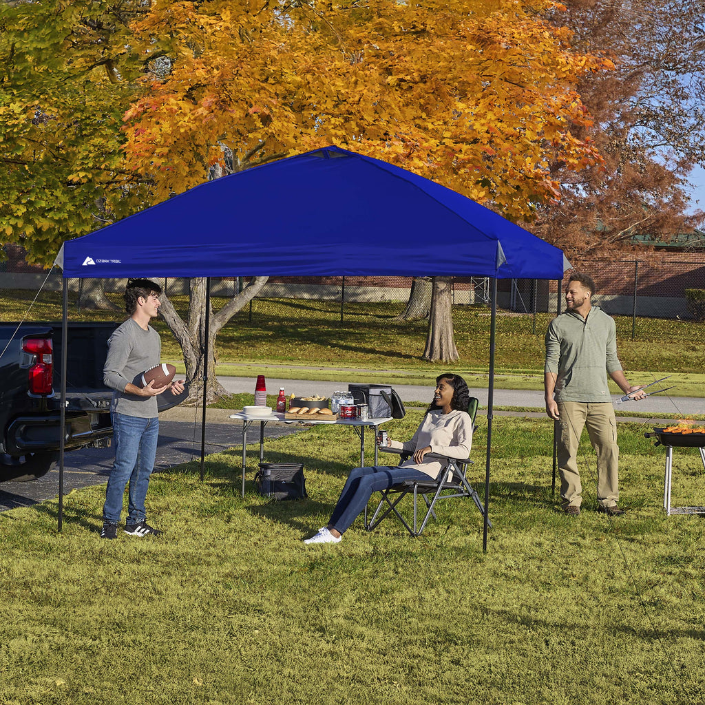 Ozark Trail 10x10 Instant Pop Up Canopy Tent with Simple Push Setup – Straight Leg Pop-Up Tent for Tailgating, Camping & Events, White