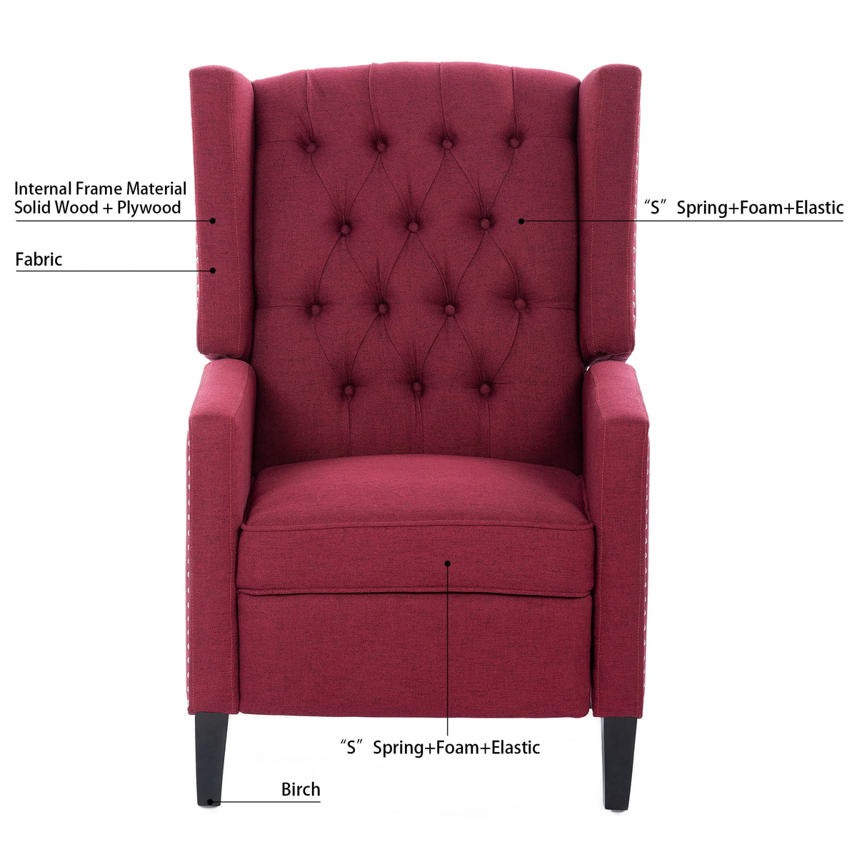 Recliner Chair, Living Room Chairs with Arms, Adjustable Single Reclining Sofa, Home Theater Seating Arm Chair with Thick Padded Seat, Footrest, Lounge Chair for Bedroom, Blue