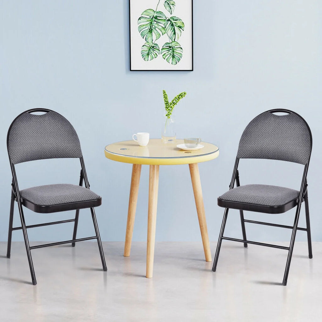 Costway Set of 6 Folding Chairs Fabric Upholstered Padded Seat Metal Frame Home Office Beige