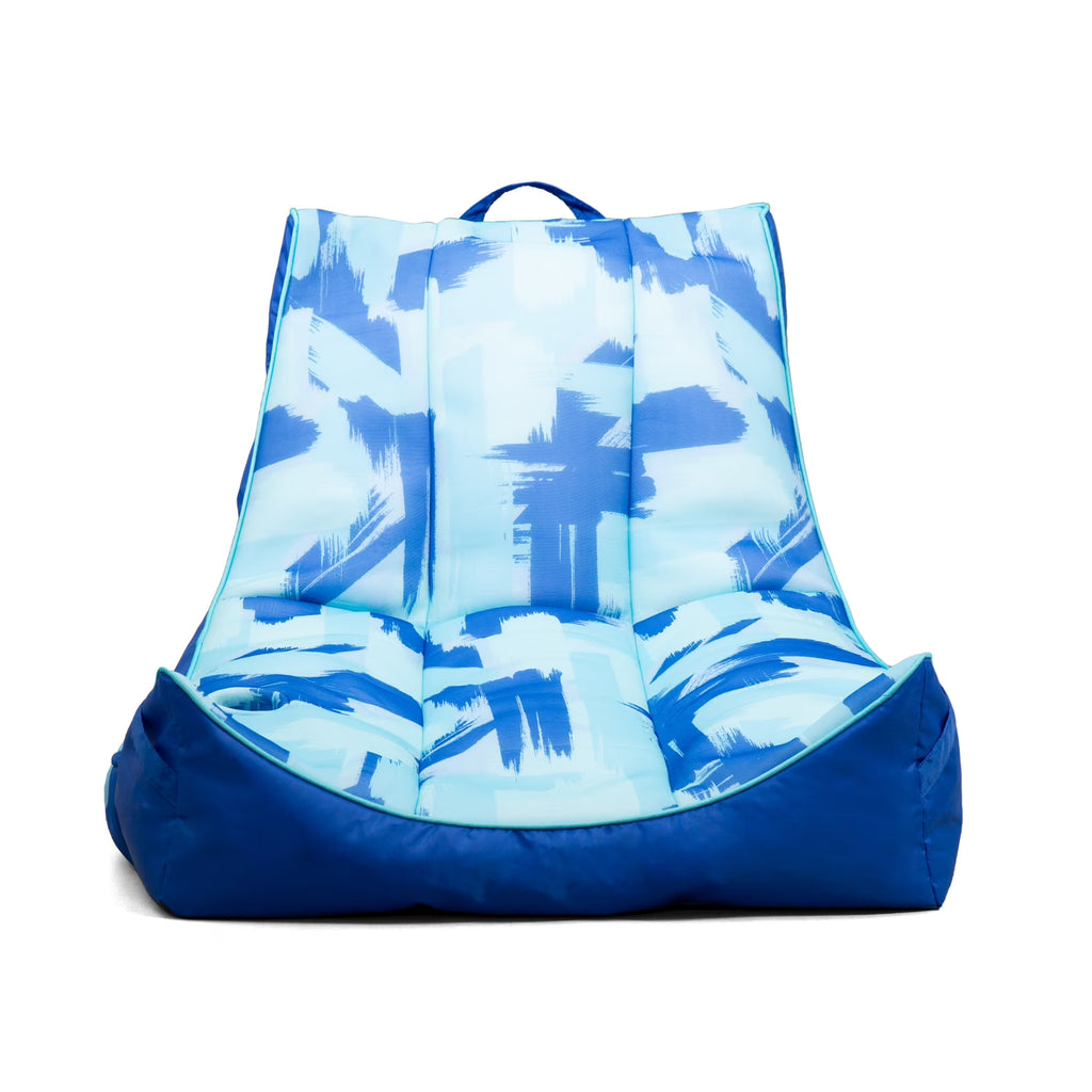 Big Joe Captain's Float No Inflation Needed Pool Lounger with Drink Holder, Tropical Hibiscus Aqua Double Sided Mesh, Quick Draining Fabric, 3 feet