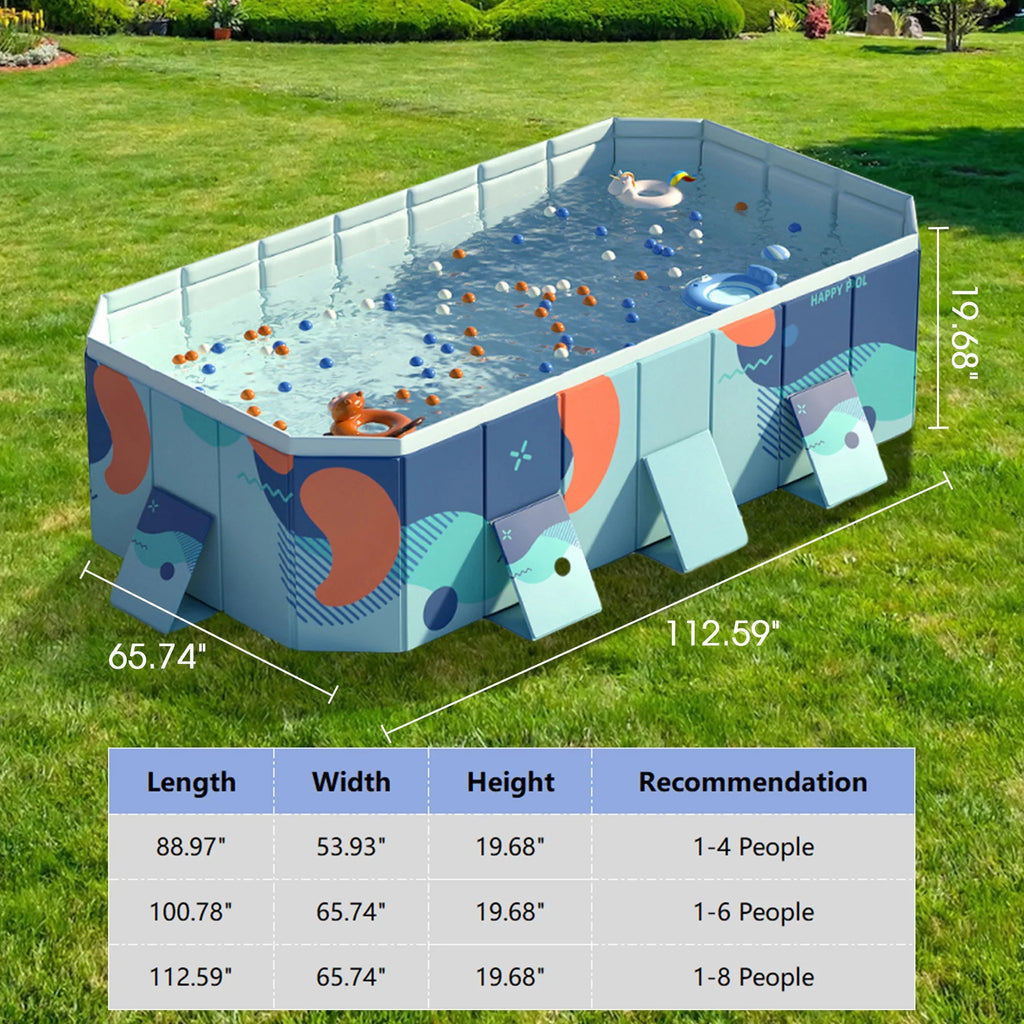 RICHYOUNG 101"Foldable Swimming Pool for 1-6 People,Non-Inflatable Above Ground Garden Pool for Kids, Family(Blue)