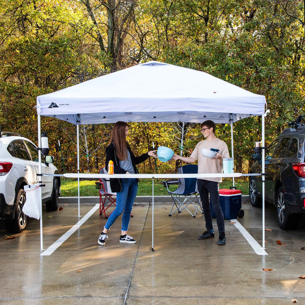 Ozark Trail 10x10 Instant Pop Up Canopy Tent with Simple Push Setup – Straight Leg Pop-Up Tent for Tailgating, Camping & Events, White