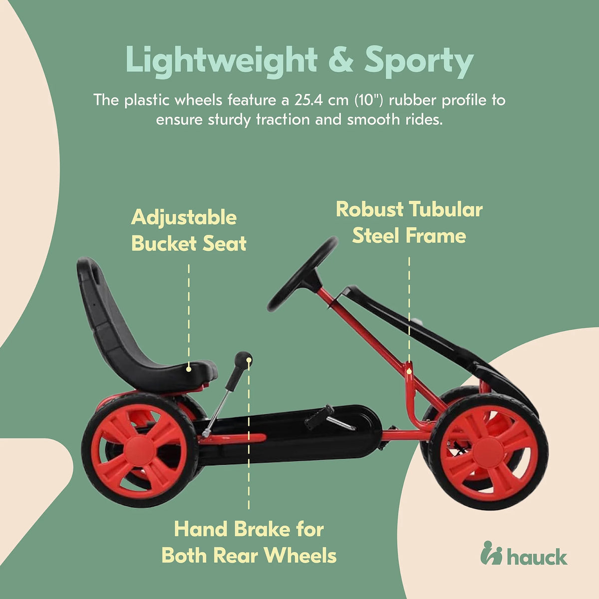 Hauck Speedster Pedal Go Kart w/ Adjustable Bucket Seat for Kids Ages 4 to 8, Fire Rescue