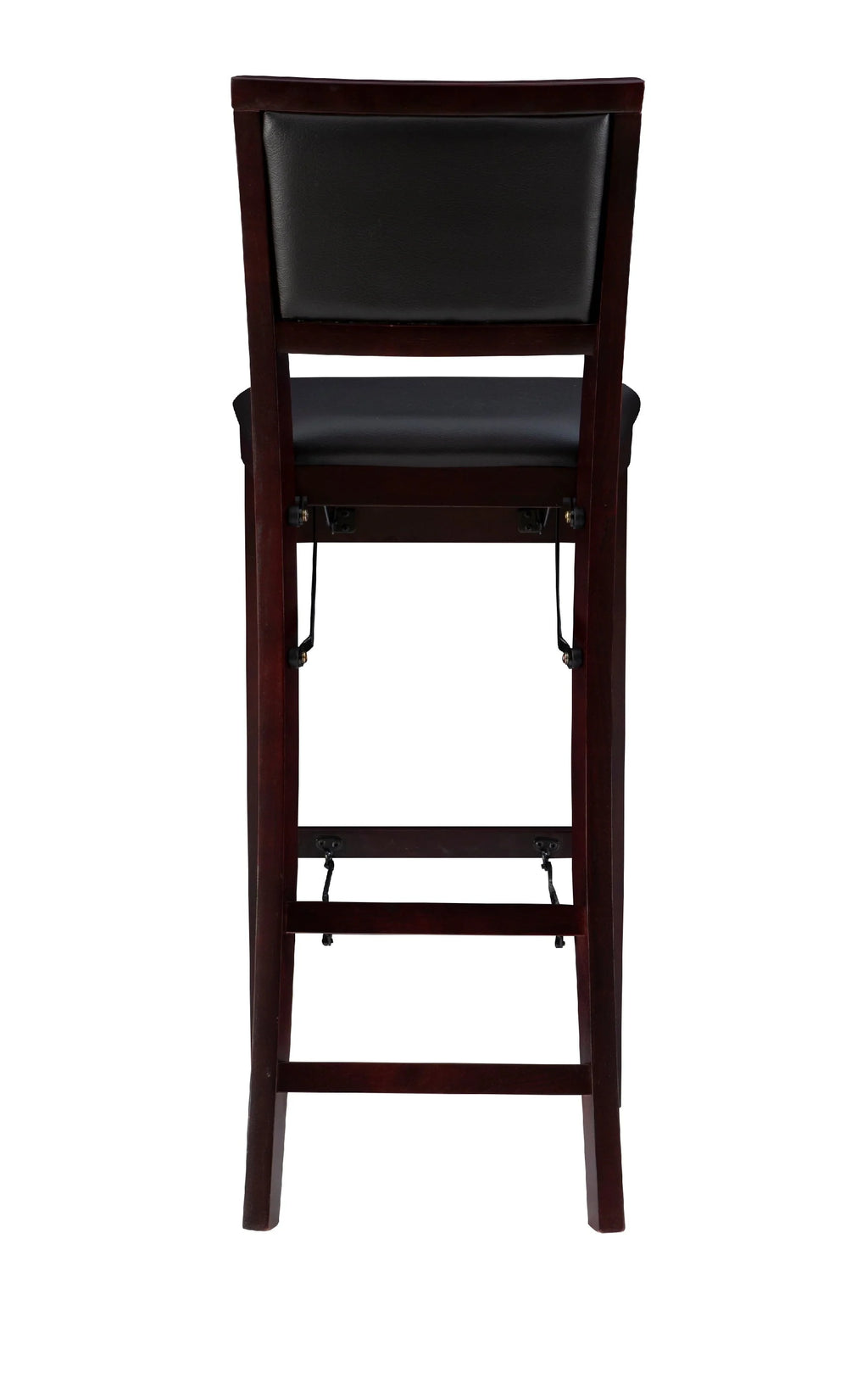Linon Kristle Folding Padded Bar Stool, 30" Seat Height, Espresso Finish with Dark Brown PVC Fabric