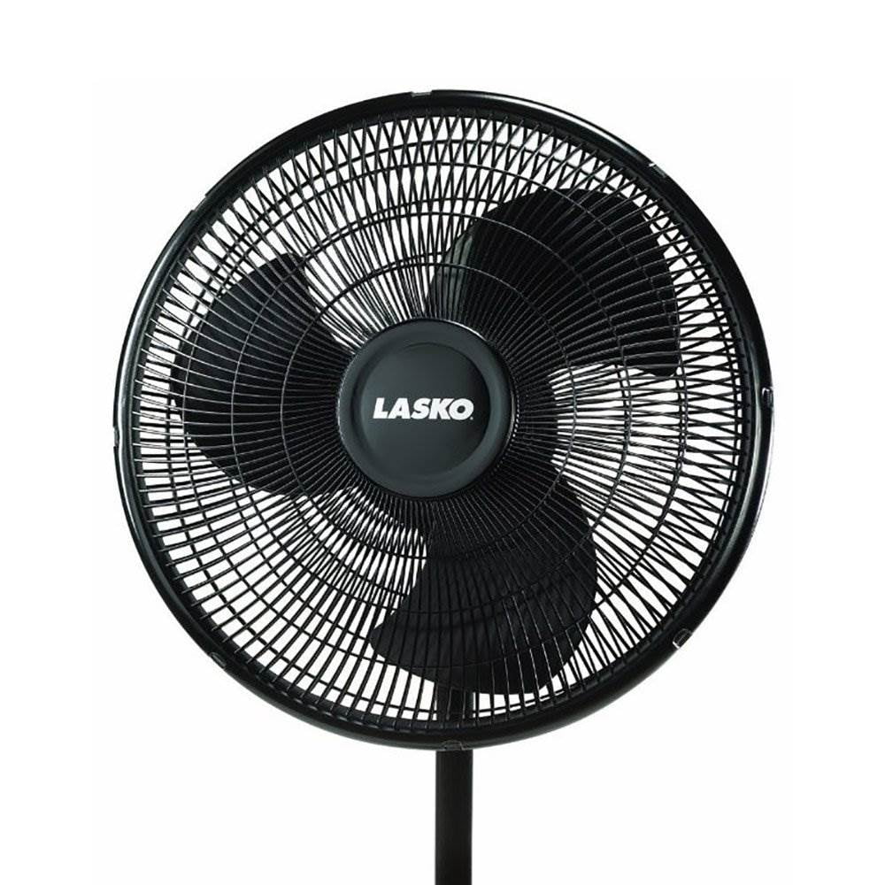 Lasko 16" Oscillating 3 Speed Adjustable Pedestal Stand Fan, Black (2 Pack)