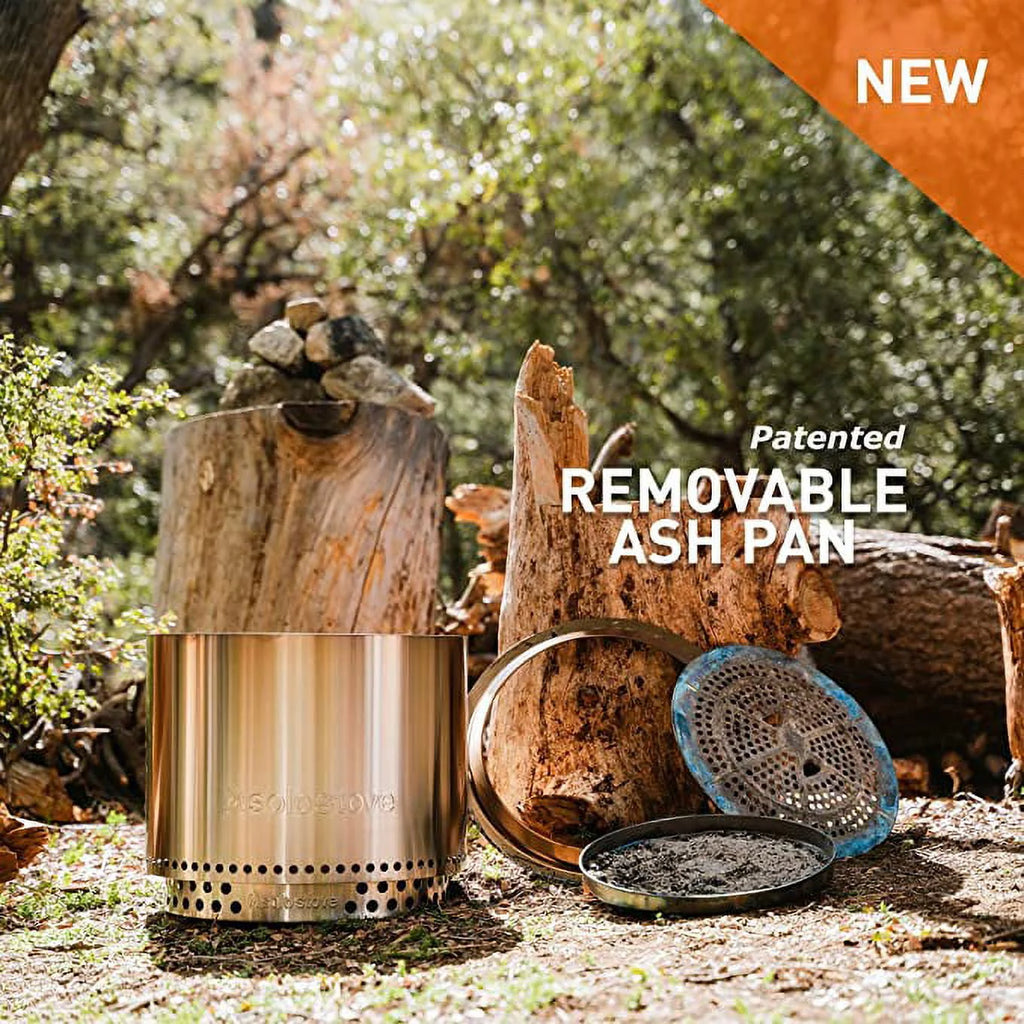 Solo Stove Bonfire 2.0 with Stand, Smokeless Fire Pit | Wood Burning Fireplaces W/ Removable Ash Pan, Portable Outdoor Firepit - for Camping, Stainless Steel, H: 16.75 in x Dia: 19.5 in, 25.1 lbs