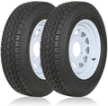 WEIZE ST175/80D13 Trailer Tires With 13" White Wheel - 5 on 4-1/2 - Load Range C, 6PLY, Set Of 2