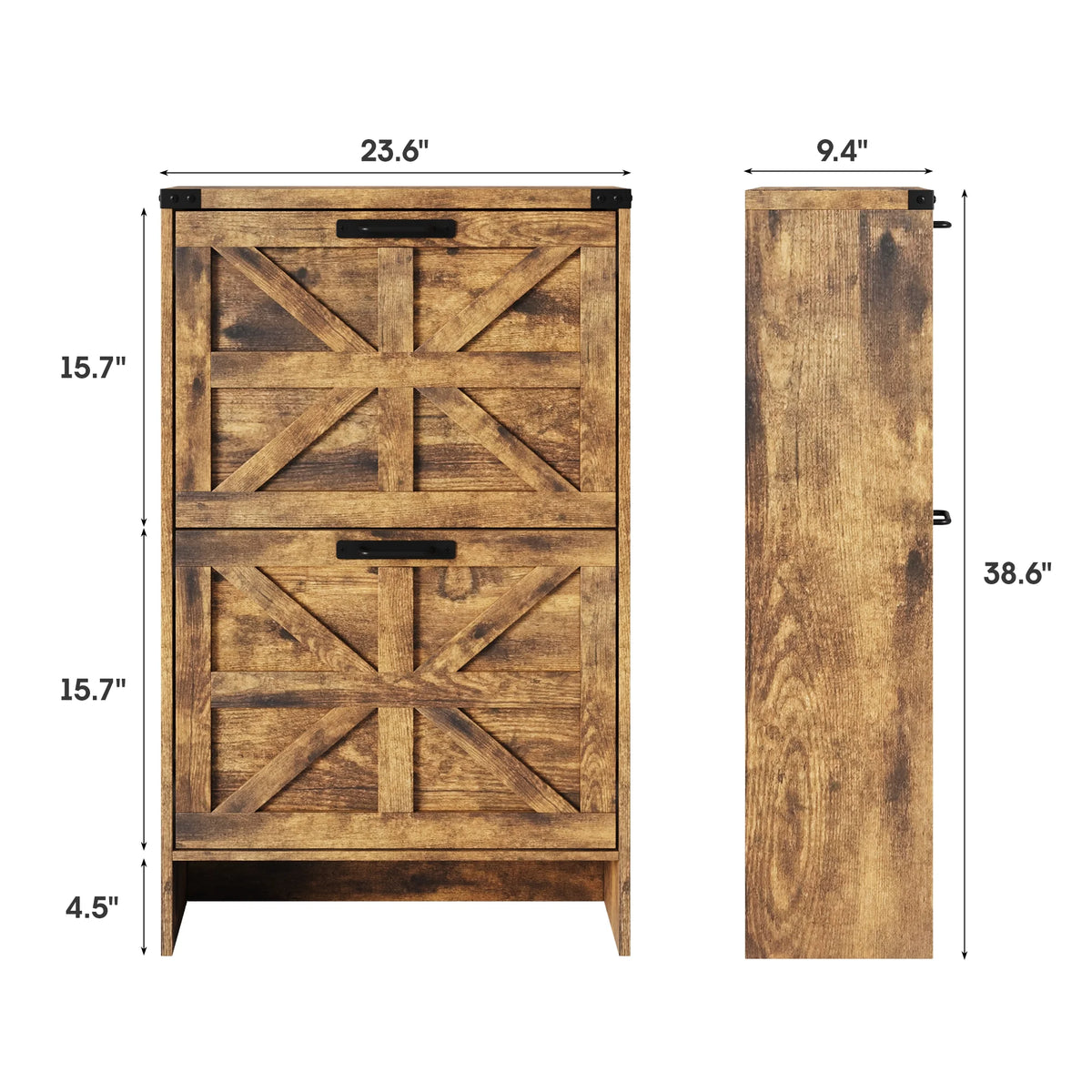 VEANERWOOD Shoes Storage Cabinet With Doors, Farmhouse Shoe Cabinet With 2 Flip Drawers For Entryway,Gray