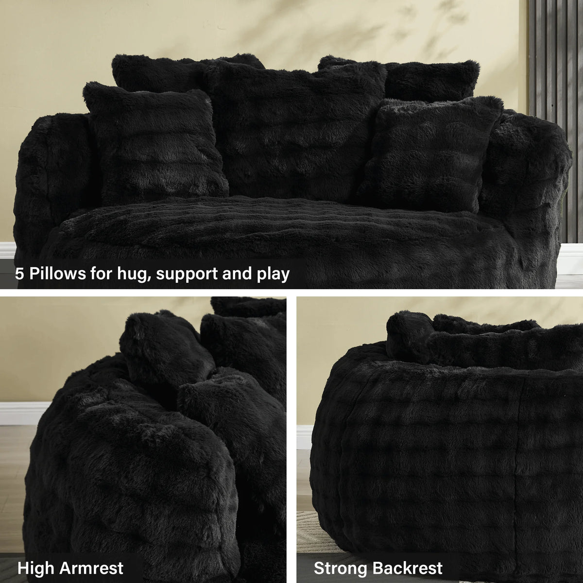 Wiilayok 58'' Oversized Chaise Lounge Chair Indoor,Thickened Backrest Sleeper Sofa Couch with Soft Pillows for Living Room, Gray