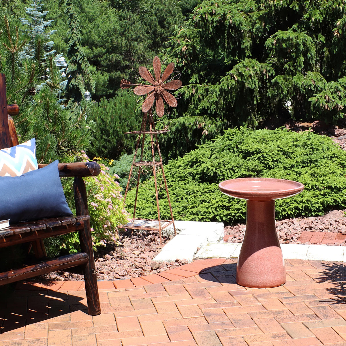 Sunnydaze Freestanding Ceramic Outdoor Bird Bath, Glazed, UV-Resistant Galaxy Blue Finish