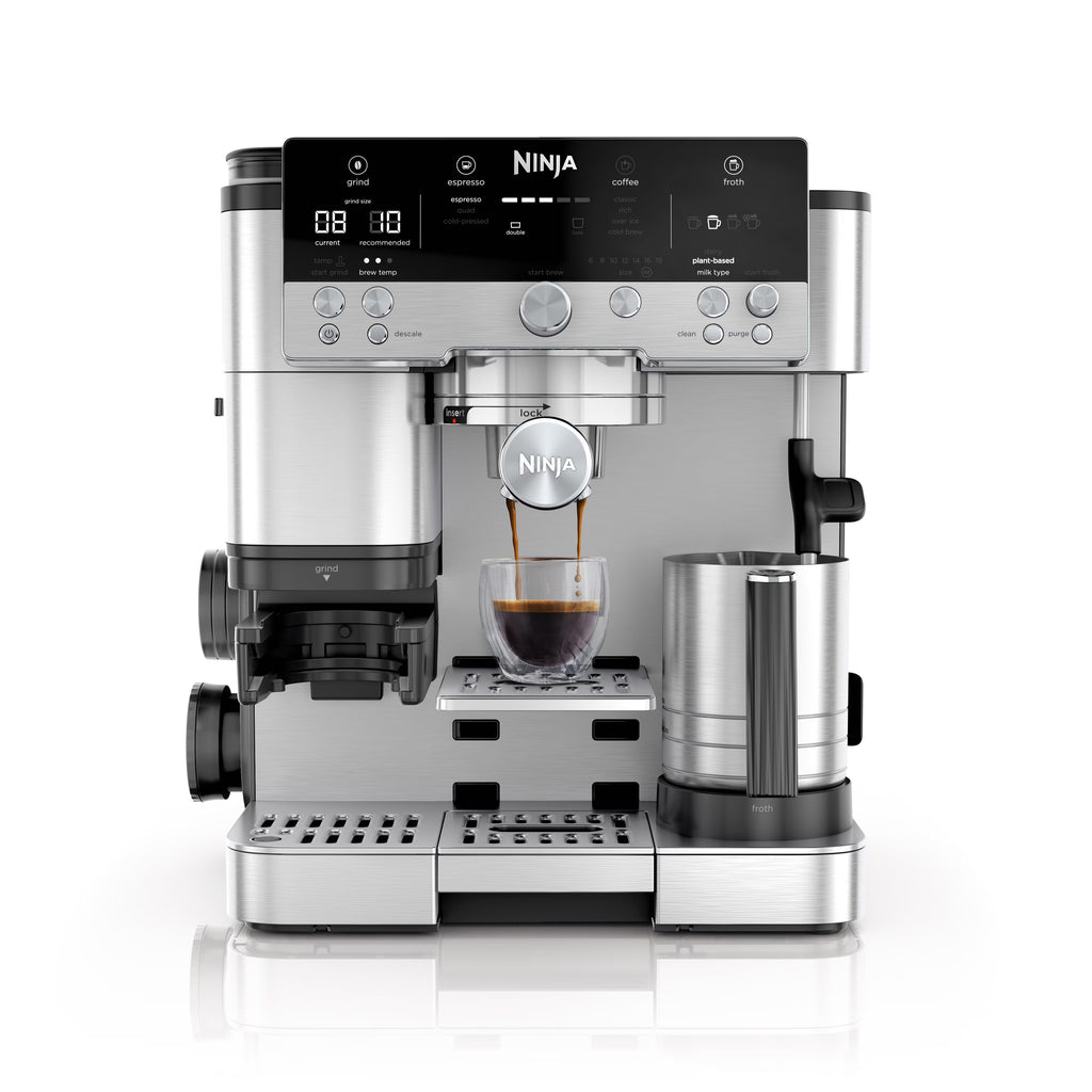 Ninja Luxe Cafe Premier Series, Stainless Steel Espresso Machine and Drip Coffee Maker with integrated Coffee Grinder and Milk Frother, ES601