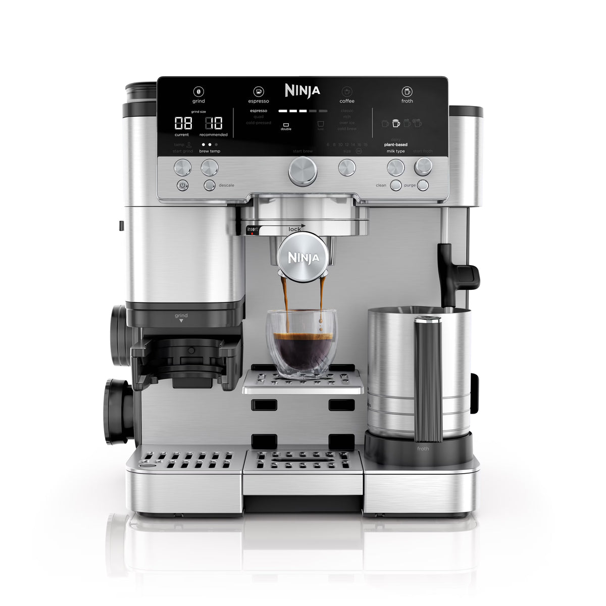 Ninja Luxe Cafe Premier Series, Stainless Steel Espresso Machine and Drip Coffee Maker with integrated Coffee Grinder and Milk Frother, ES601