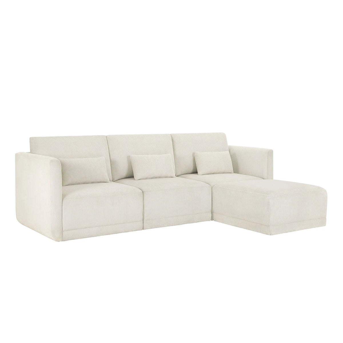 Beautiful Drew Modular Sectional Sofa with Ottoman by Drew Barrymore, Gray Fabric