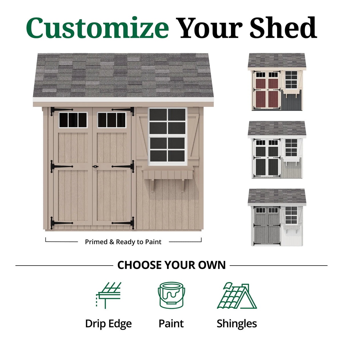 Little Cottage Co. 8x8 Colonial Pinehurst Shed with Operable Window, Outdoor Wood Storage Do-It-Yourself Precut Kit