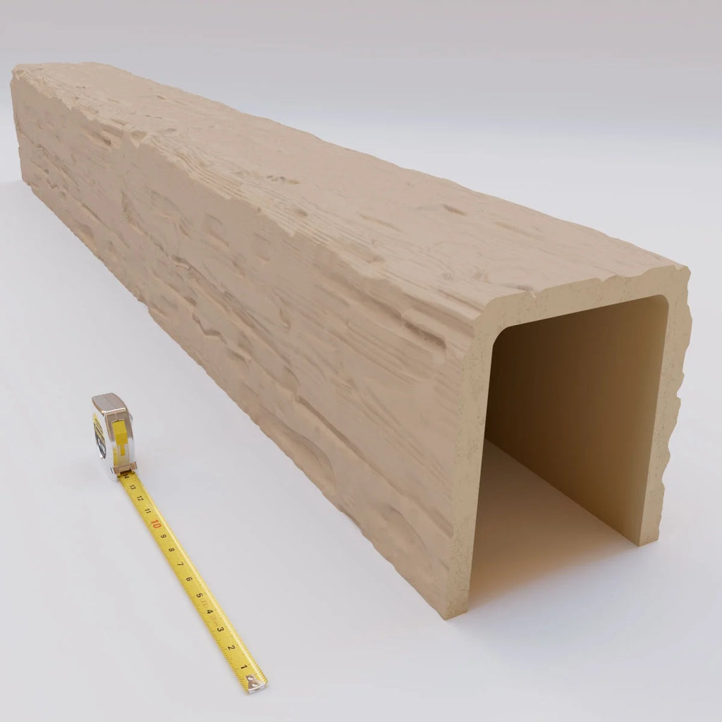 Ekena Millwork 3 1/2"W x 3 1/2"H x 120"L 3-Sided (U-Beam) Salvaged Timber HeritageTimber Faux Wood Ceiling Beam, Kona Brown