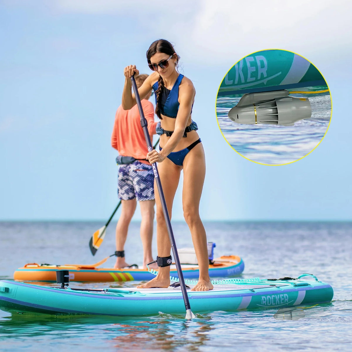 Electric Enigne Trolling Motor for SUP, Fishing Kayak, Belly Boat, 8KM/H Underwater Thruster SUP Paddle Board, (Battery not Included)