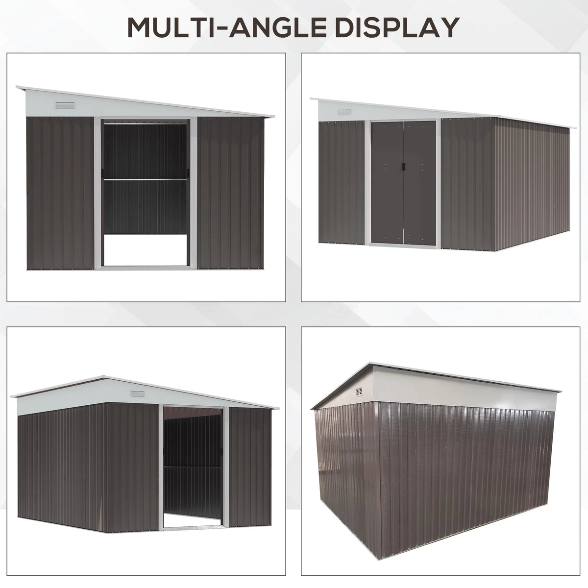 Outsunny 4.6' x 9' Metal Outdoor Storage Shed, Garden Utility Tool House with Double Lockable Doors for Backyard, Patio, Lawn, Garage, White