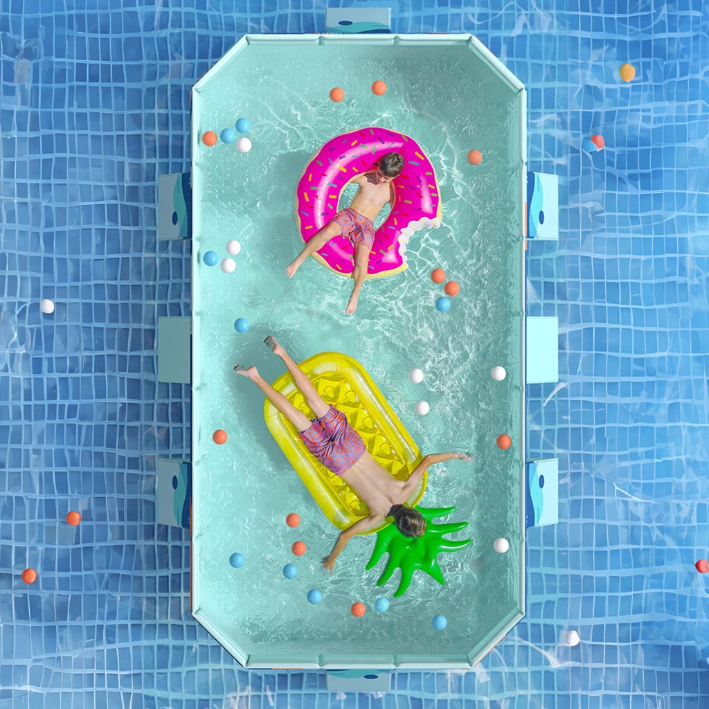 RICHYOUNG 101"Foldable Swimming Pool for 1-6 People,Non-Inflatable Above Ground Garden Pool for Kids, Family(Blue)