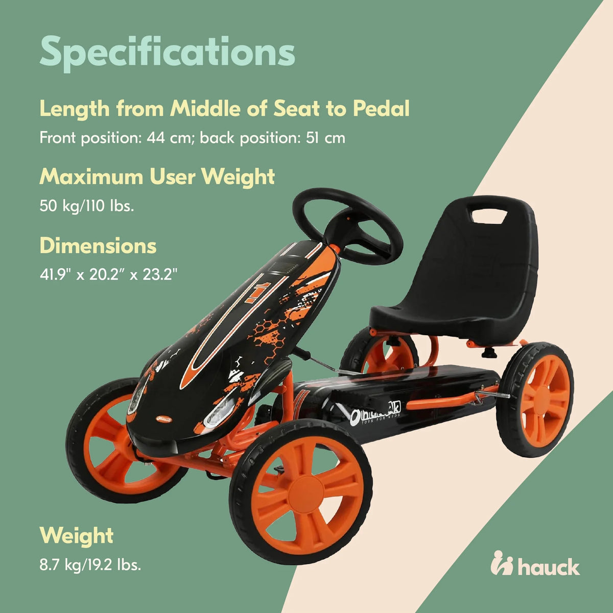 Hauck Speedster Pedal Go Kart w/ Adjustable Bucket Seat for Kids Ages 4 to 8, Fire Rescue
